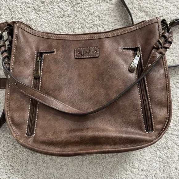 Justin Crossbody Brown and Cream Lace with Turquoise Stone - Picture 7 of 11